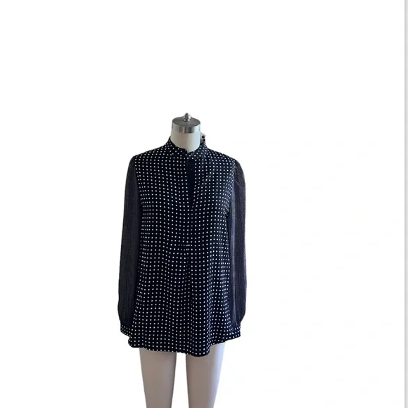 Anne Klein Black and White Polka Dot Blouse - Picture 4 of 8